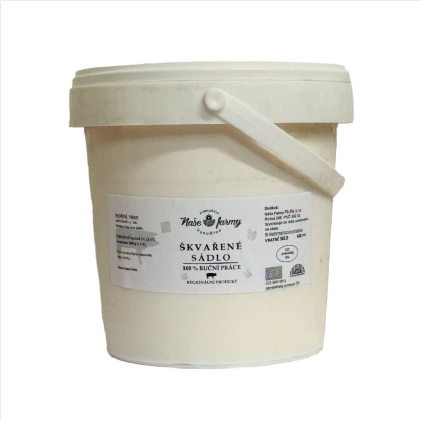 BIO Škvařené sádlo v kýblíku - Velikost kýblíku: 3kg